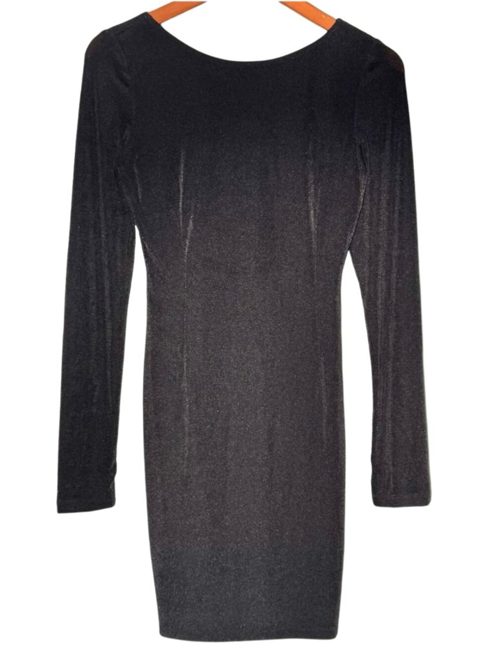 Mable Stretch Knit Black Long Sleeve Backless Mini Dress